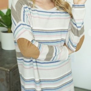 WHITE BIRCH LONG SLEEVE STRIPED KNIT TOP (MEDIUM)